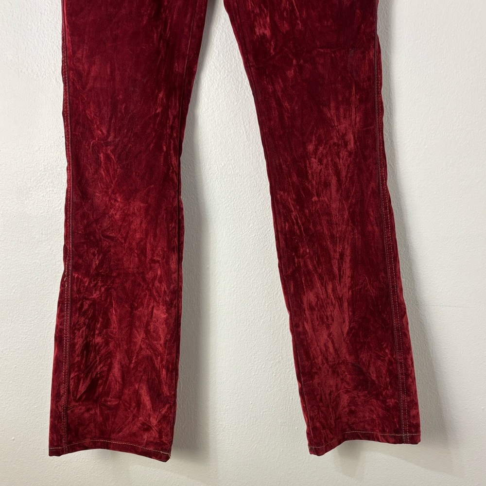 Y2K Grunge Madden Girl Red Crushed Velvet Bootcut Pants Western Edgy Glam Sz 5 - Picture 5 of 10
